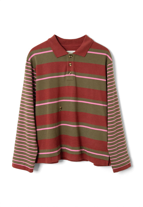 Damson Madder Noah Cinch Rugby Jersey Olive/Pink Stripe