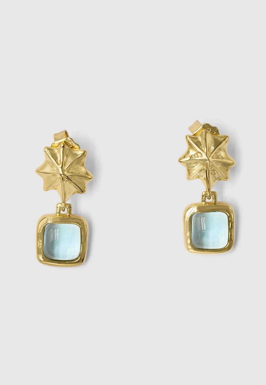 Brie Leon Odessa Drop Earrings Gold Seaglass Blue