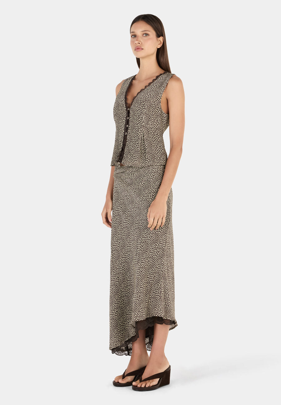 Ownley Connie Midi Skirt Choc Star