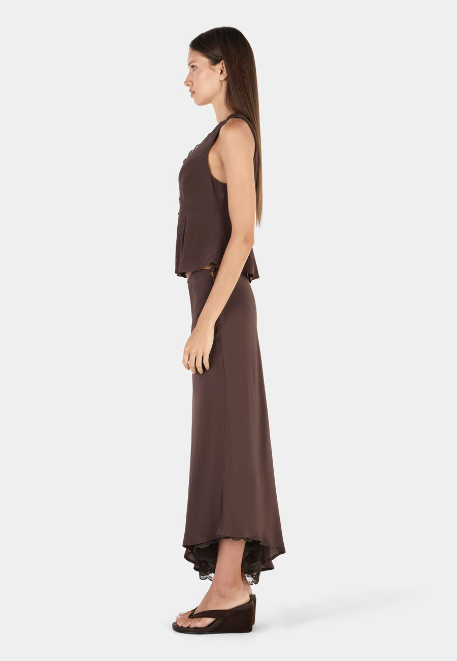 Ownley Connie Midi Skirt Chocolate
