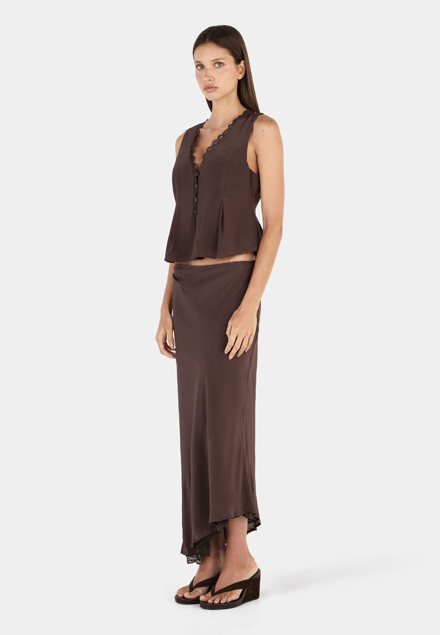 Ownley Connie Midi Skirt Chocolate