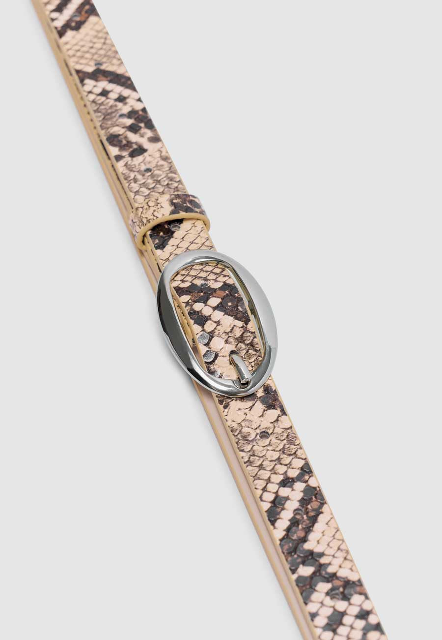 Brie Leon Oval Belt Python Silver