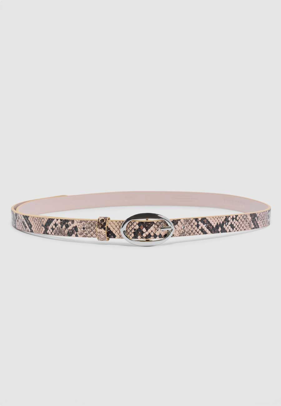 Brie Leon Oval Belt Python Silver