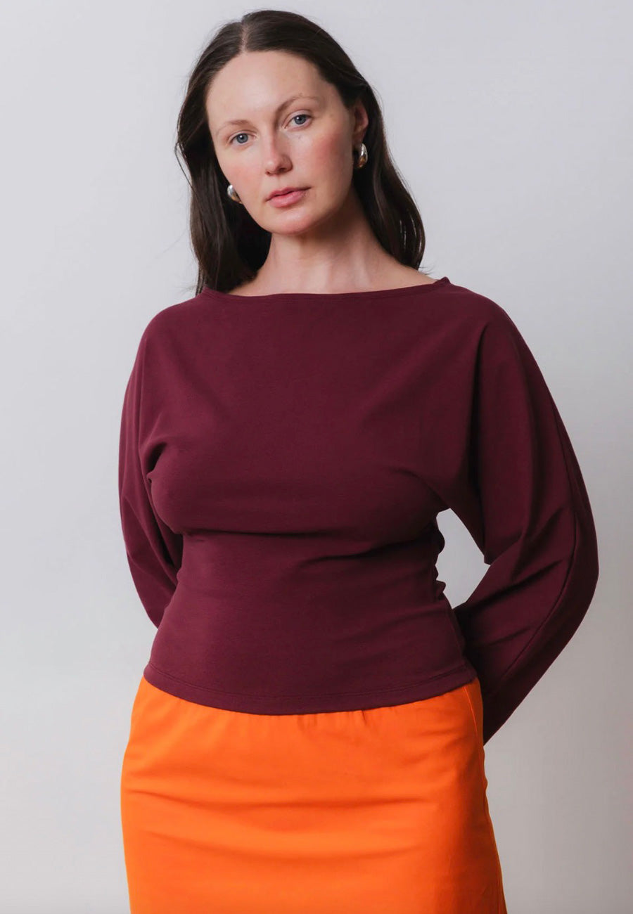Olga Joan Bateau Long Sleeve Vino