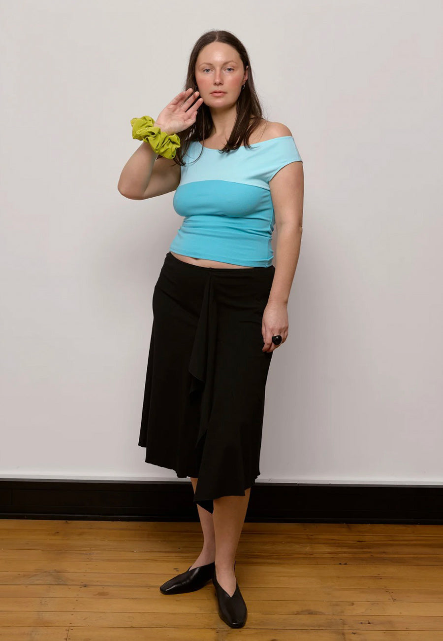 Olga Joan Flounce Skirt Nera