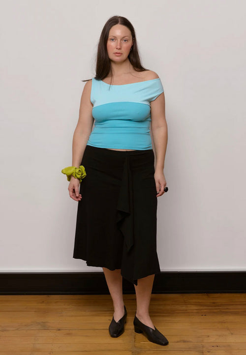 Olga Joan Flounce Skirt Nera