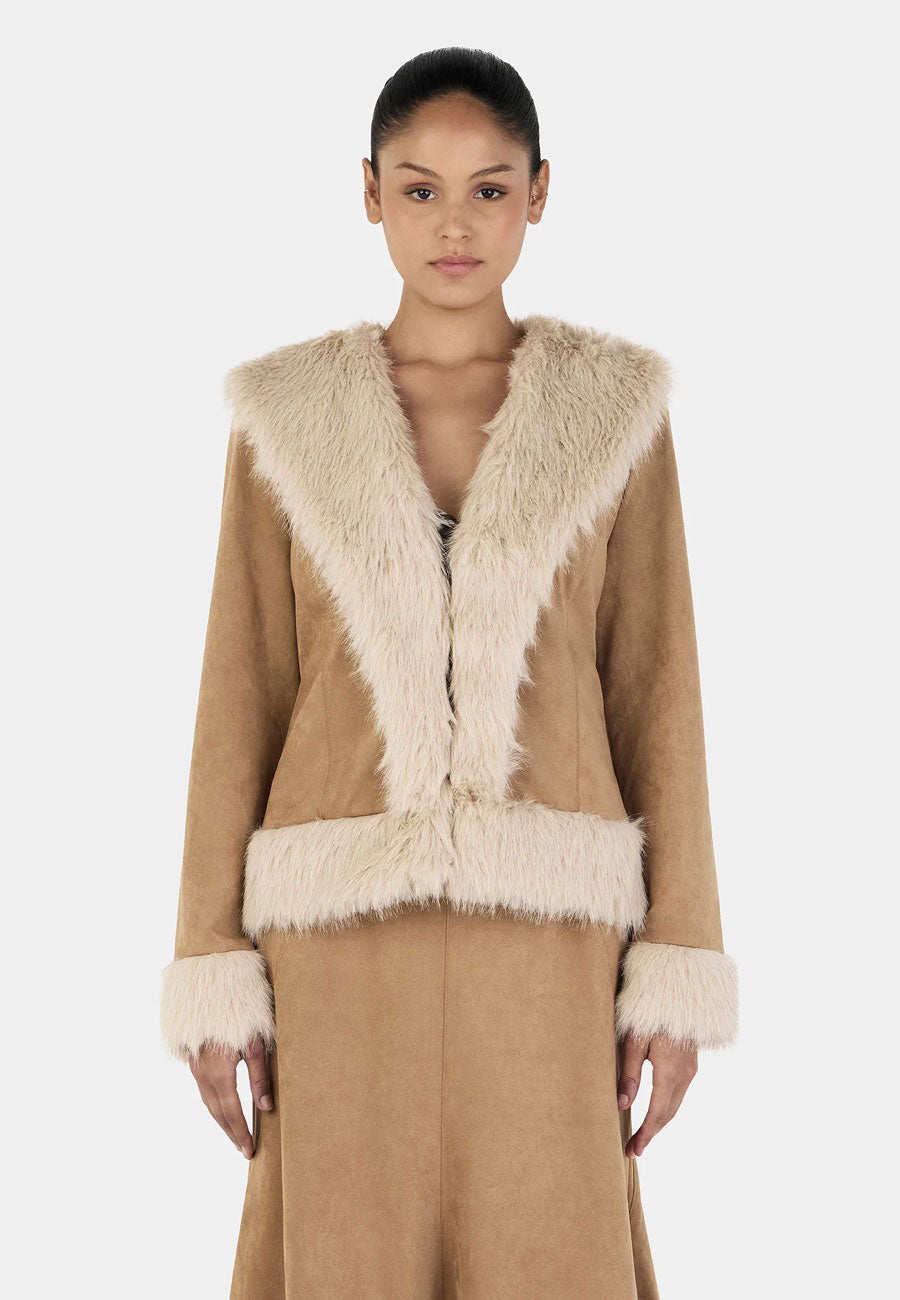 Ownley Fifi Coat Tan Cream