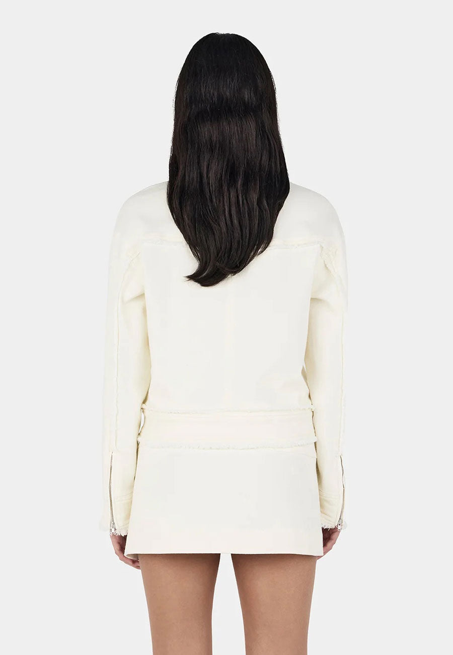 Ownley Oakley Frayed Bomber Ecru Denim