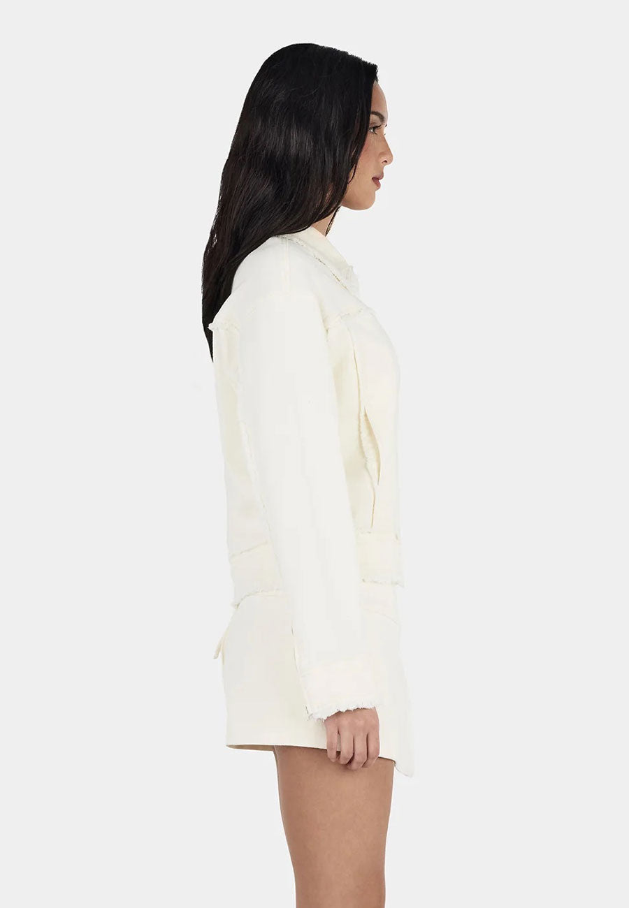 Ownley Oakley Frayed Bomber Ecru Denim