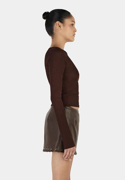 Ownley Sade Long Sleeve Top Chocolate