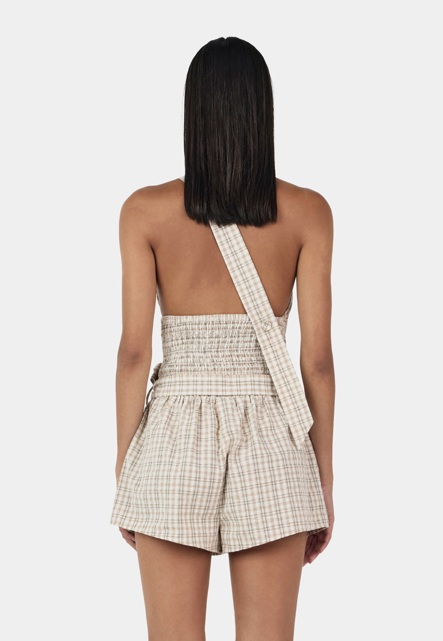 Ownley Sammy Asym Top Beige Tartan