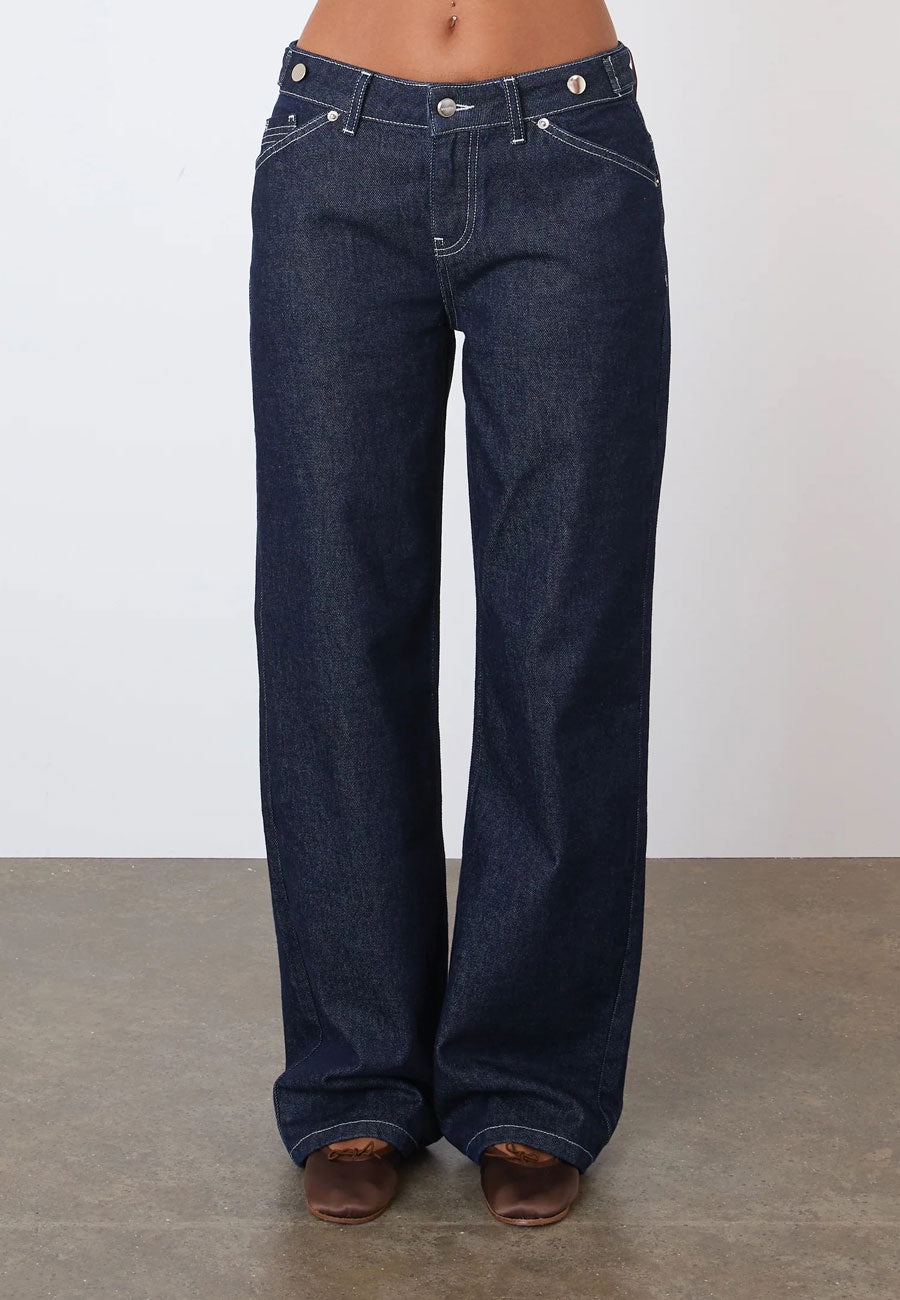 Peachy Den Goldie Wide Leg Jean Indigo Rinse