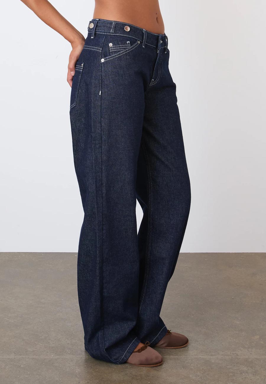 Peachy Den Goldie Wide Leg Jean Indigo Rinse