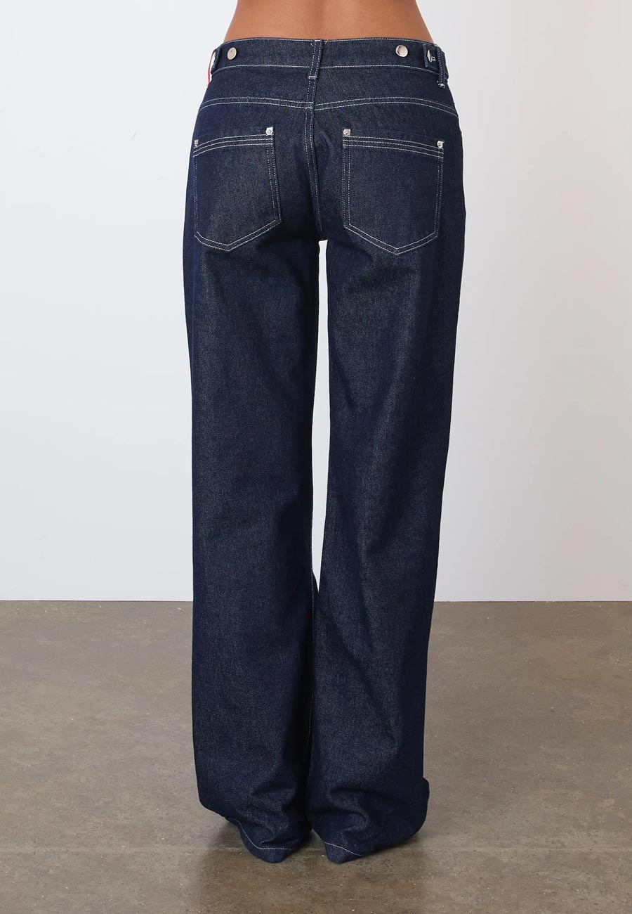 Peachy Den Goldie Wide Leg Jean Indigo Rinse