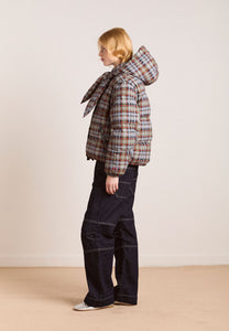 Damson Madder Pearl Hooded Puffer Multi Check