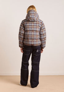 Damson Madder Pearl Hooded Puffer Multi Check