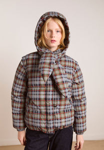 Damson Madder Pearl Hooded Puffer Multi Check
