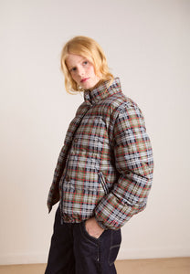 Damson Madder Pearl Hooded Puffer Multi Check