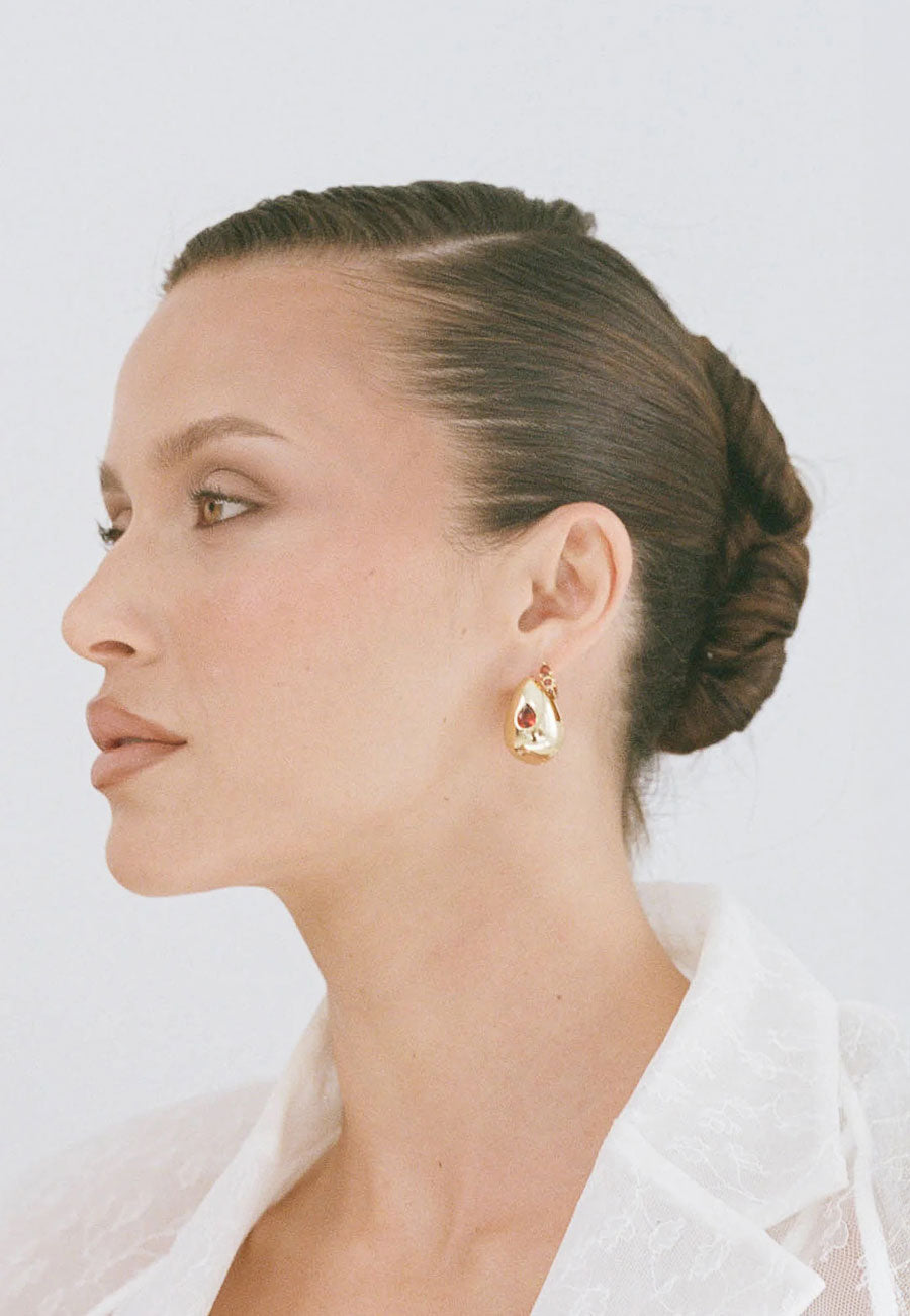 Porter Jewellery Heritage Earrings Garnet Gold