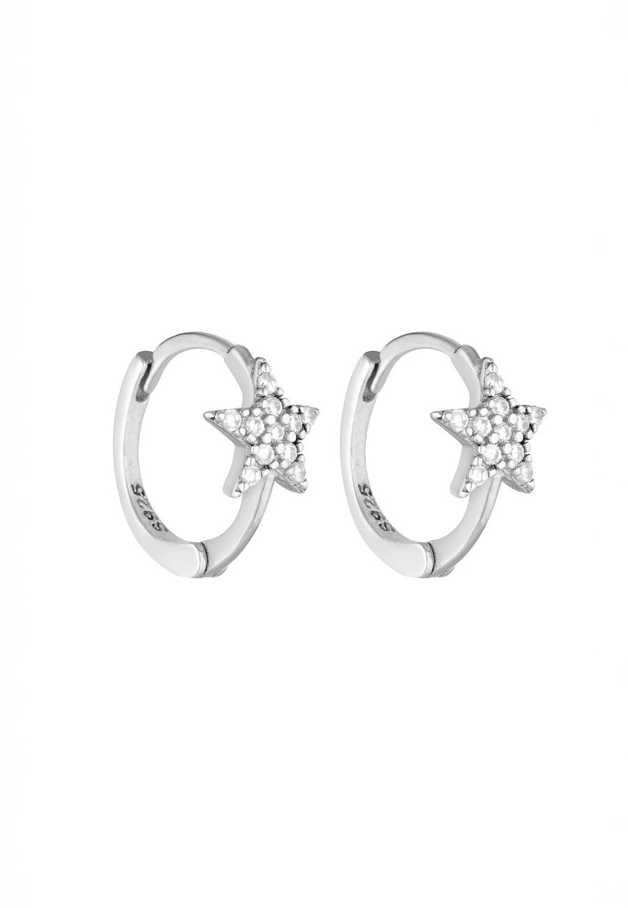 Porter Jewellery Star Huggies Silver/Clear 8mm