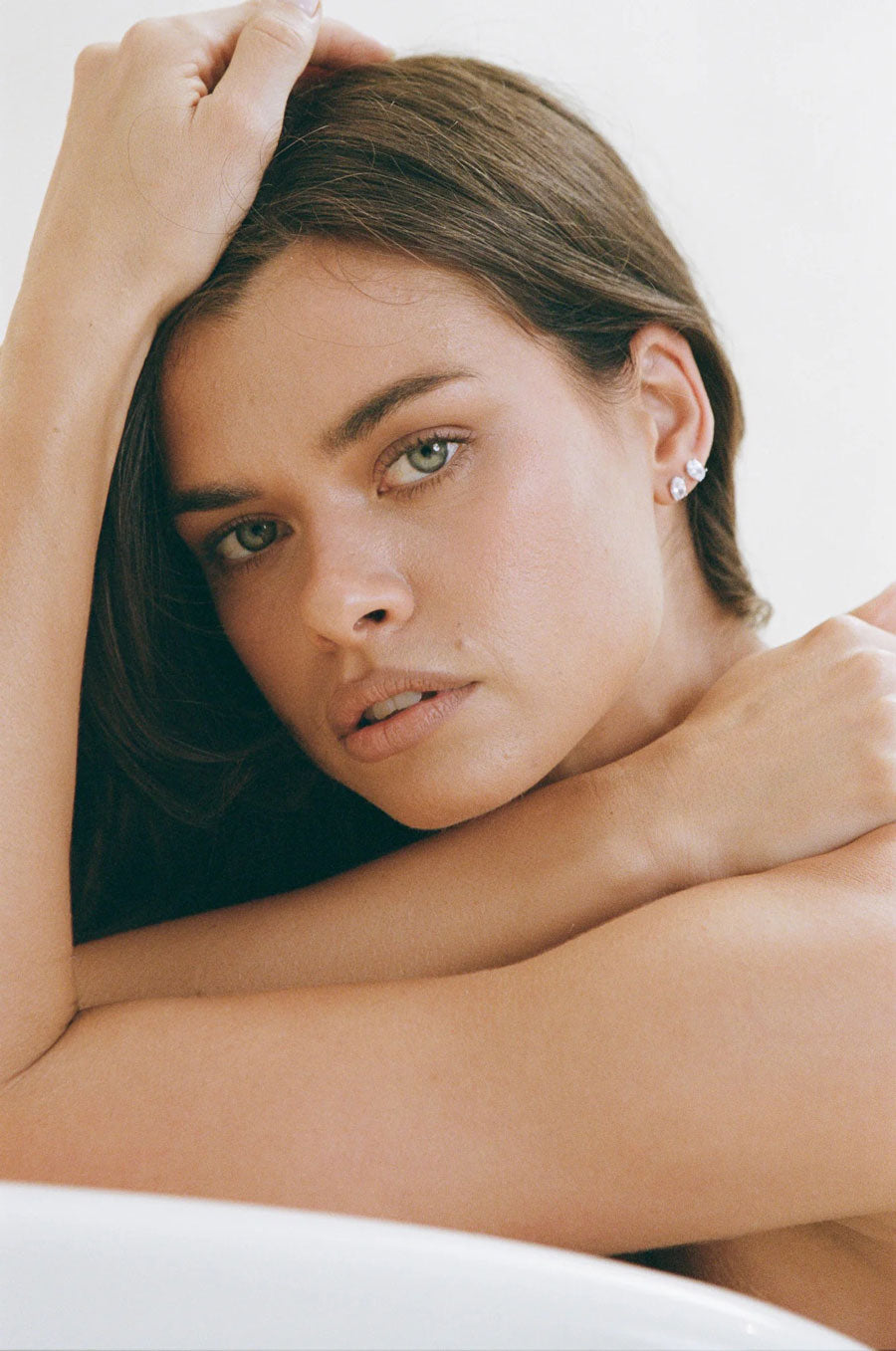 Porter Jewellery Oval Studs Silver/Clear