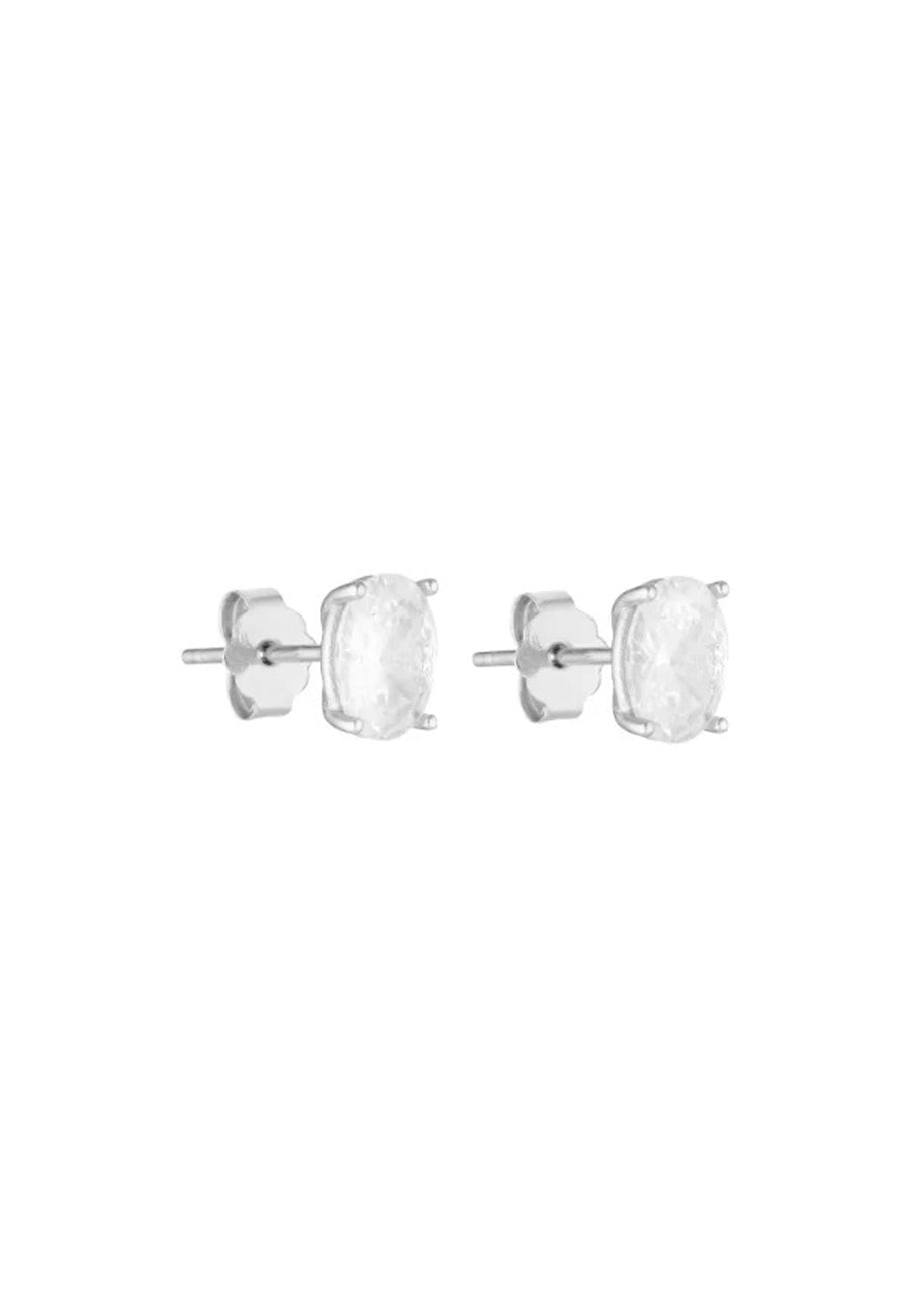 Porter Jewellery Oval Studs Silver/Clear
