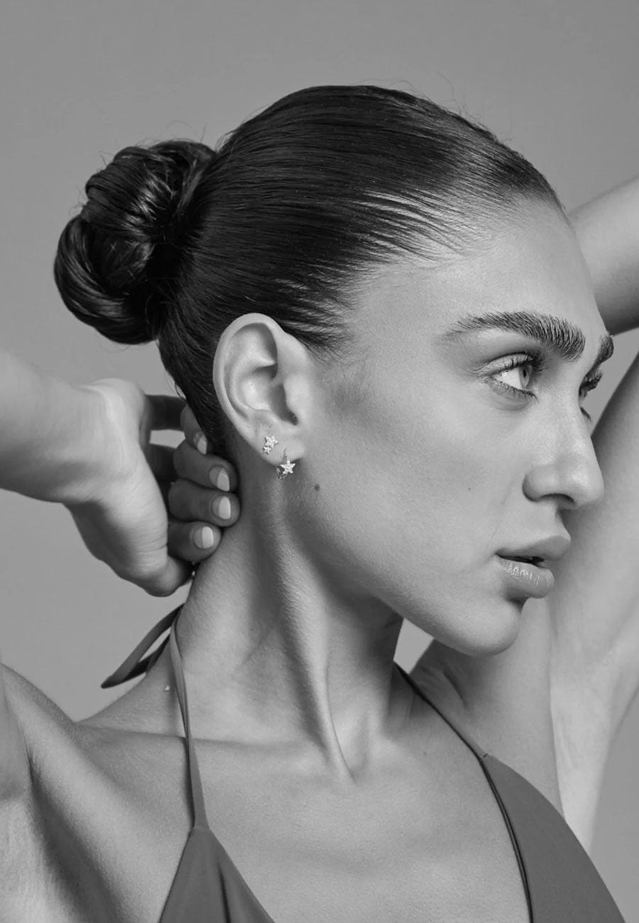 Porter Jewellery Star Huggies Silver/Clear 8mm