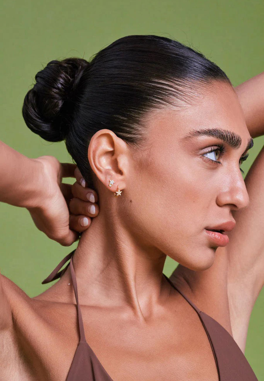 Porter Jewellery Star Huggies Gold/Clear 8mm