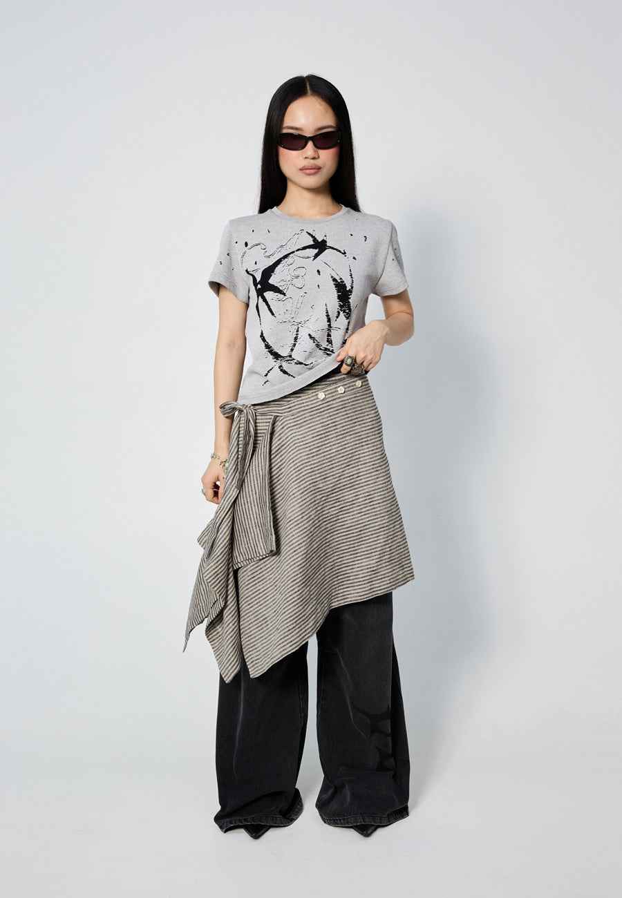 Arthur Origami Skirt Earth Stripe