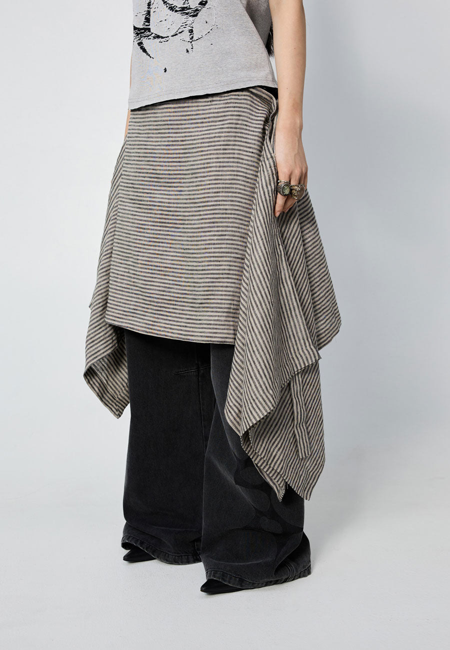 Arthur Origami Skirt Earth Stripe