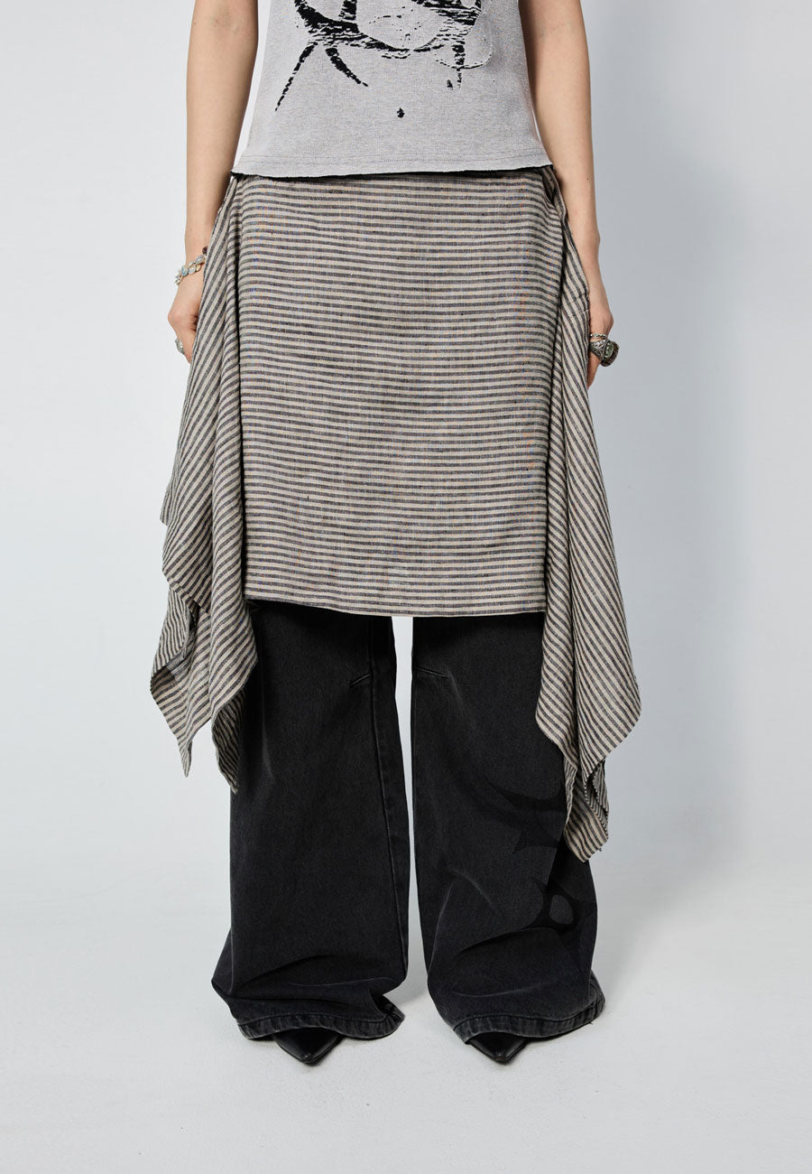 Arthur Origami Skirt Earth Stripe