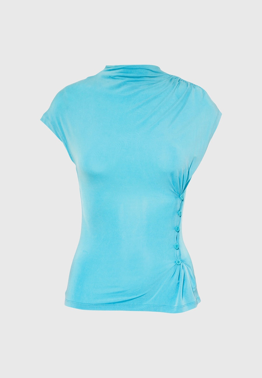 Peachy Den Kylie Button Top Aqua