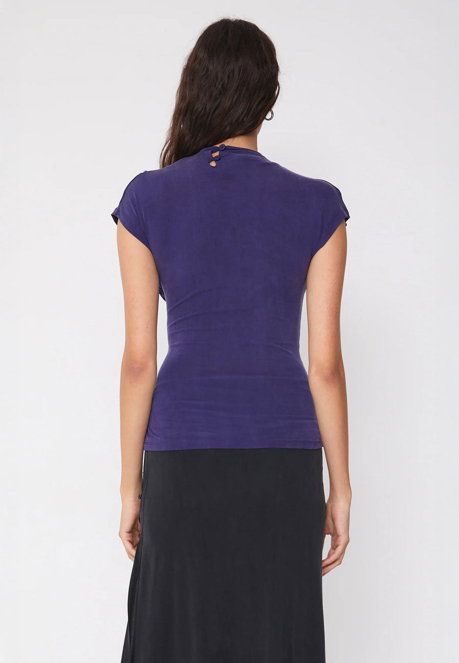 Peachy Den Kylie Button Top Aubergine
