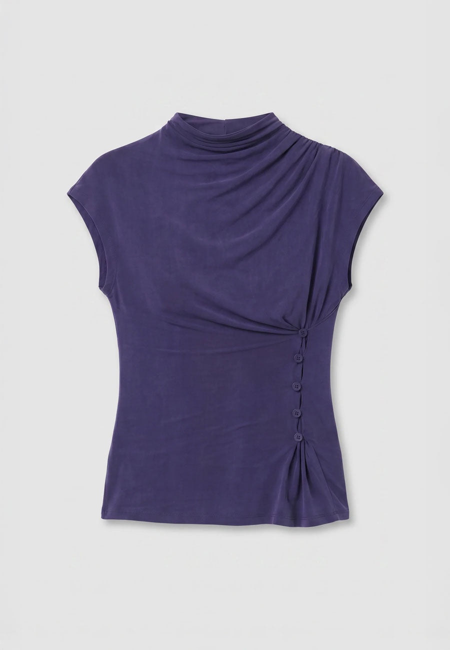 Peachy Den Kylie Button Top Aubergine