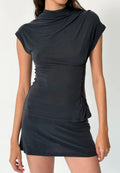 Peachy Den Kylie Button Top Graphite