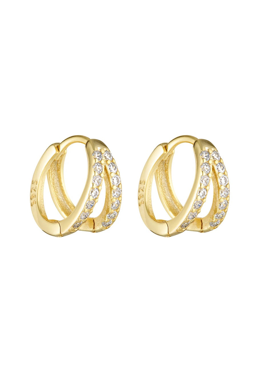 Porter Jewellery Double Angel Huggies Gold/Clear