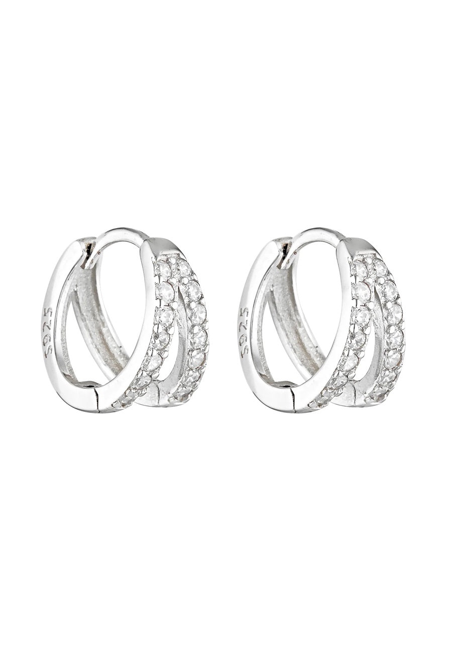 Porter Jewellery Double Angel Huggies Silver/Clear