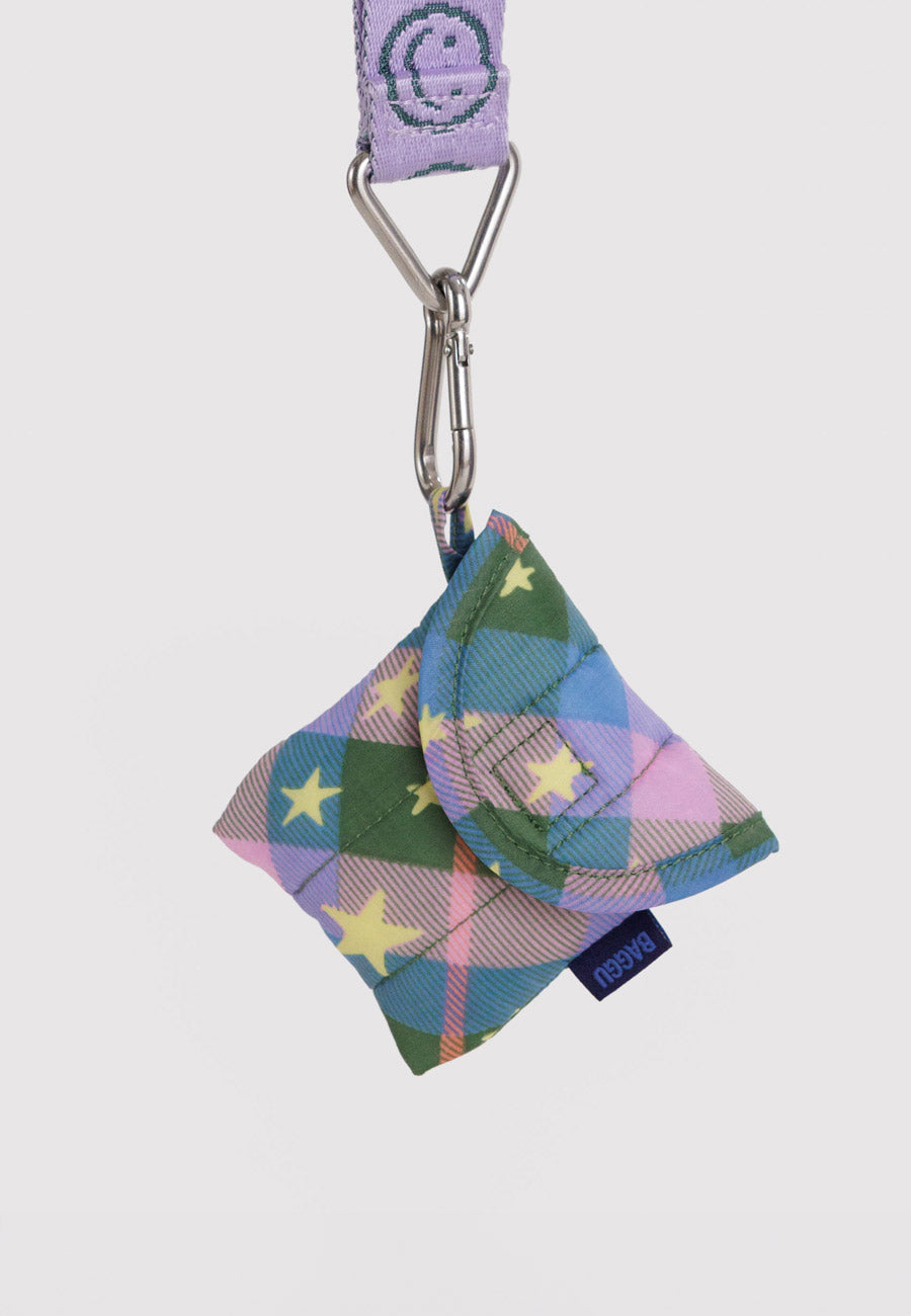 Baggu Puffy Earbud Case Green Star Plaid