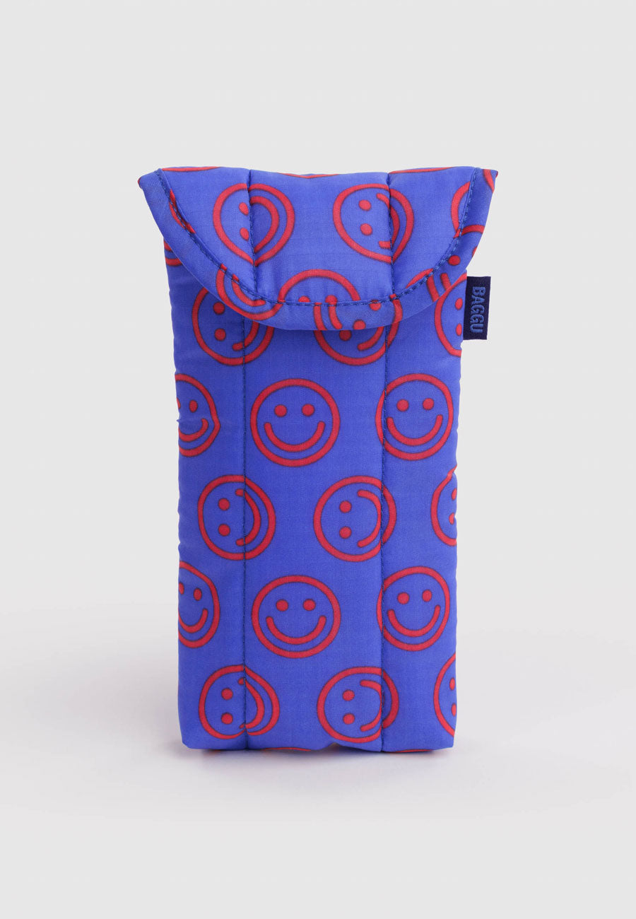 Baggu Puffy Glasses Sleeve Mini Cobalt Happy