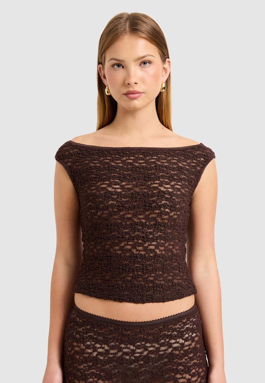 Rolla's Rosalie Lace Top Chocolate
