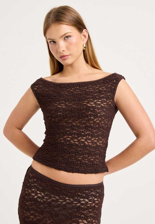 Rolla's Rosalie Lace Top Chocolate