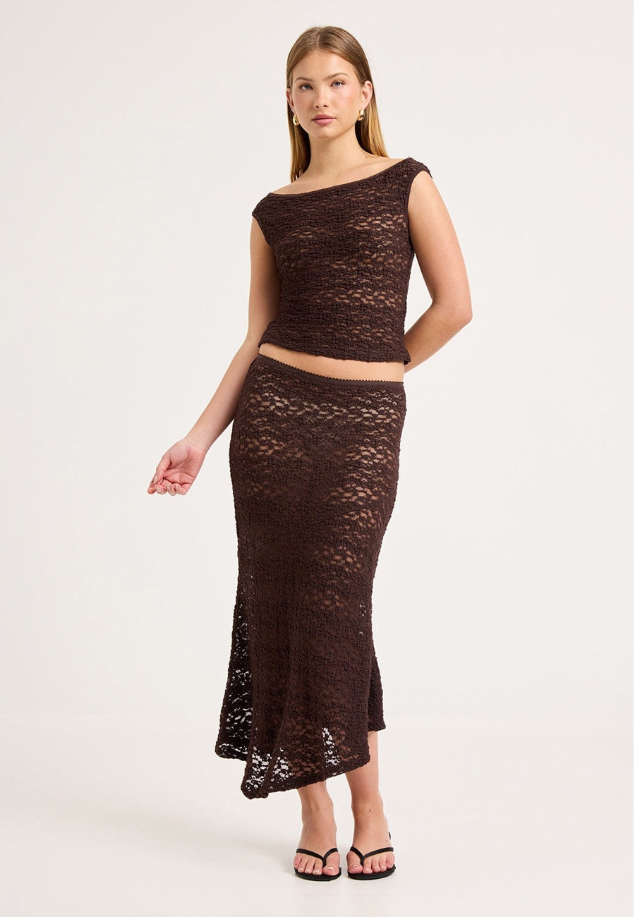 Rolla's Rosalie Lace Skirt Chocolate