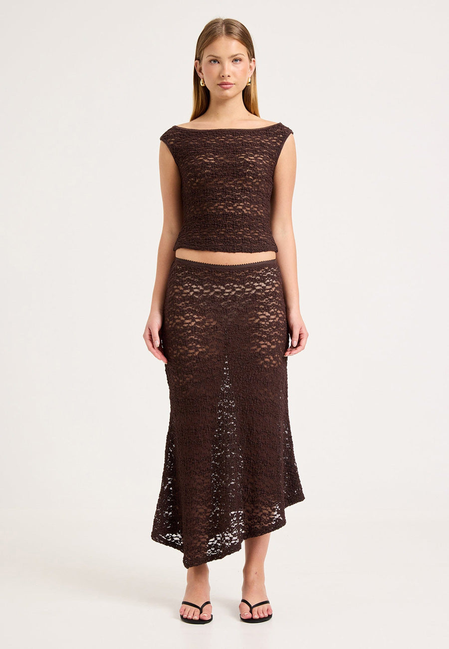 Rolla's Rosalie Lace Skirt Chocolate