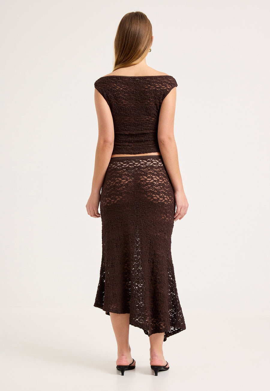 Rolla's Rosalie Lace Skirt Chocolate