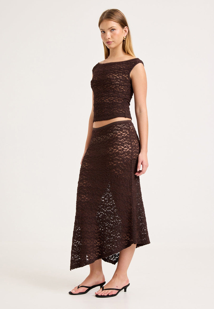 Rolla's Rosalie Lace Skirt Chocolate