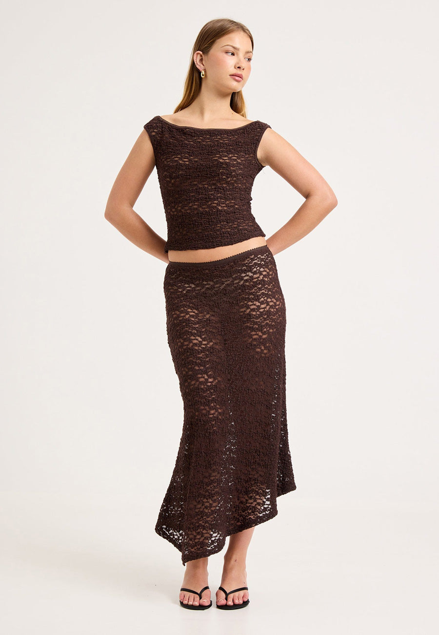 Rolla's Rosalie Lace Skirt Chocolate