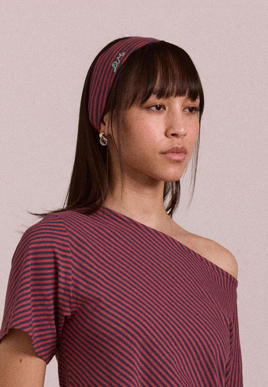Damson Madder Jersey Headband Red Stripe