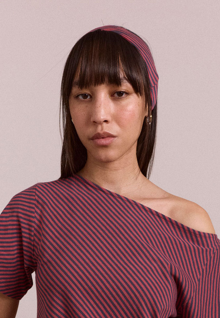 Damson Madder Jersey Headband Red Stripe