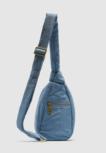 Brie Leon Rellino Slouch Crossbody Bag Light Blue Crinkled
