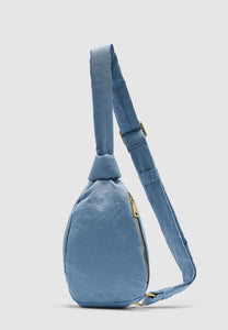 Brie Leon Rellino Slouch Crossbody Bag Light Blue Crinkled